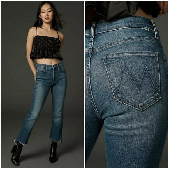 💕MOTHER💕 The Insider Crop Step Fray Jeans ~ Work Hard Play Hard 33 NWT - Picture 1 of 16
